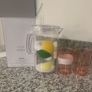 Kate Spade Pitcher and set of 2 cups.